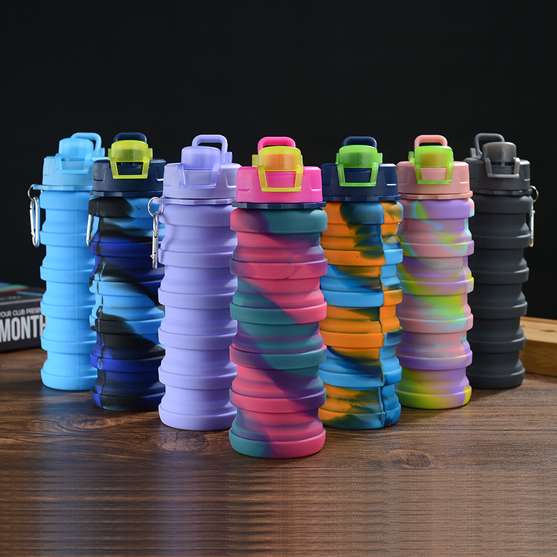 Silicone Folding Cups Outdoor Sports Portable Kettle Riding Sports Large Capacity Portable Kettle Collapsible Cup 500ml