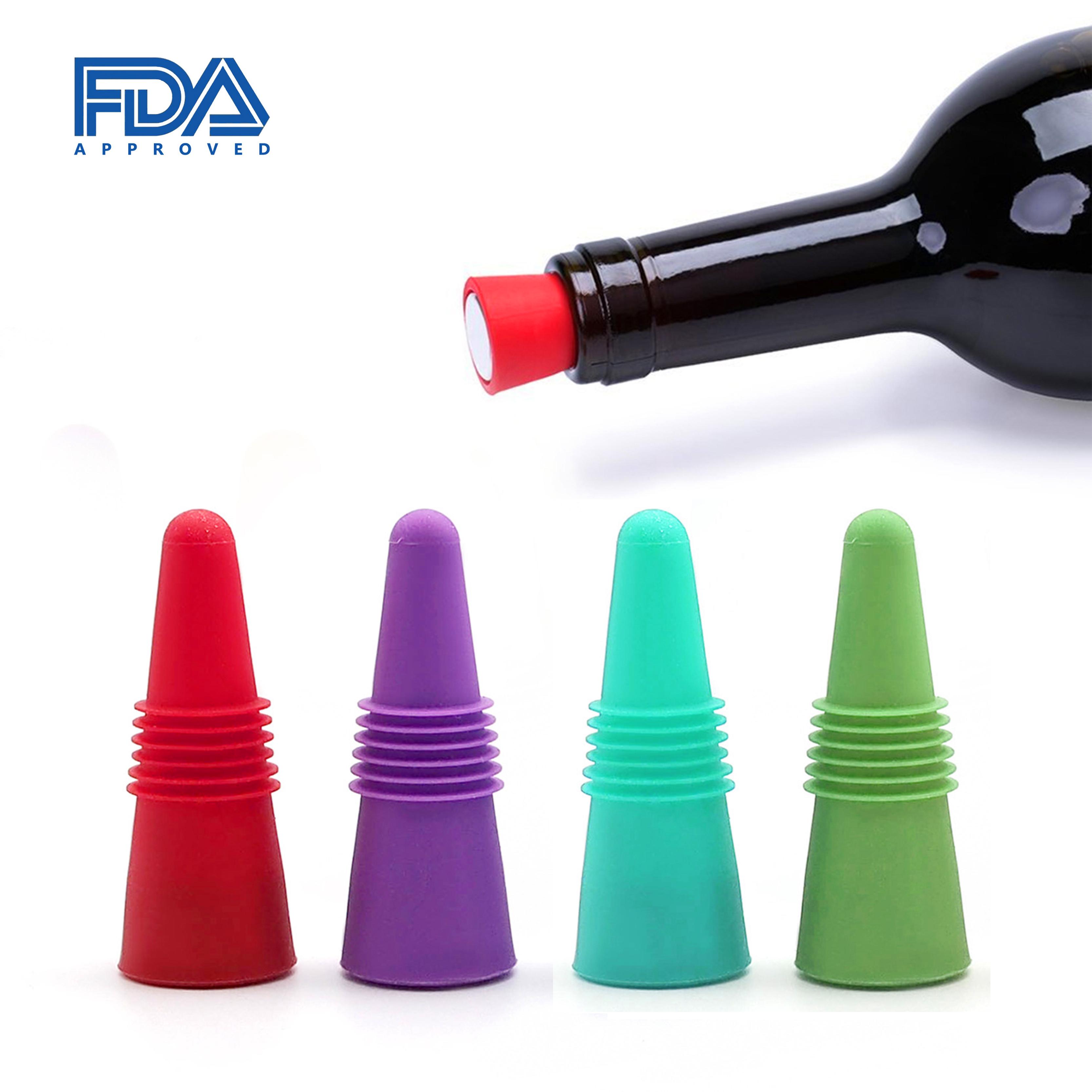 Eco Friendly Hot Selling Colorful Taper Shaped Kitchen Silicone Wine Bottle Stopper for Home,Bar