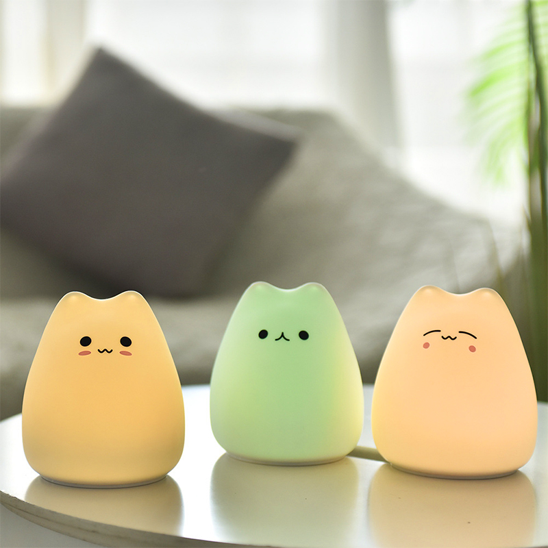 Hot Selling High Quality USB Rechargeable Cute Cat Silicone Home Decoration LED Night Light For Baby Kids