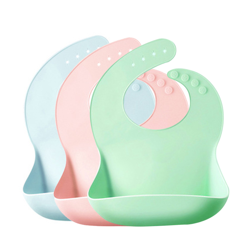 Clean comfortable baby feeding waterproof silicone bib with crumb catcher