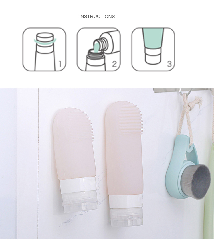 60ml/89ml Silicone Travel Bottles Set Portable Shampoo Lotion Bottle Cosmetic Bottles With Suction Cup