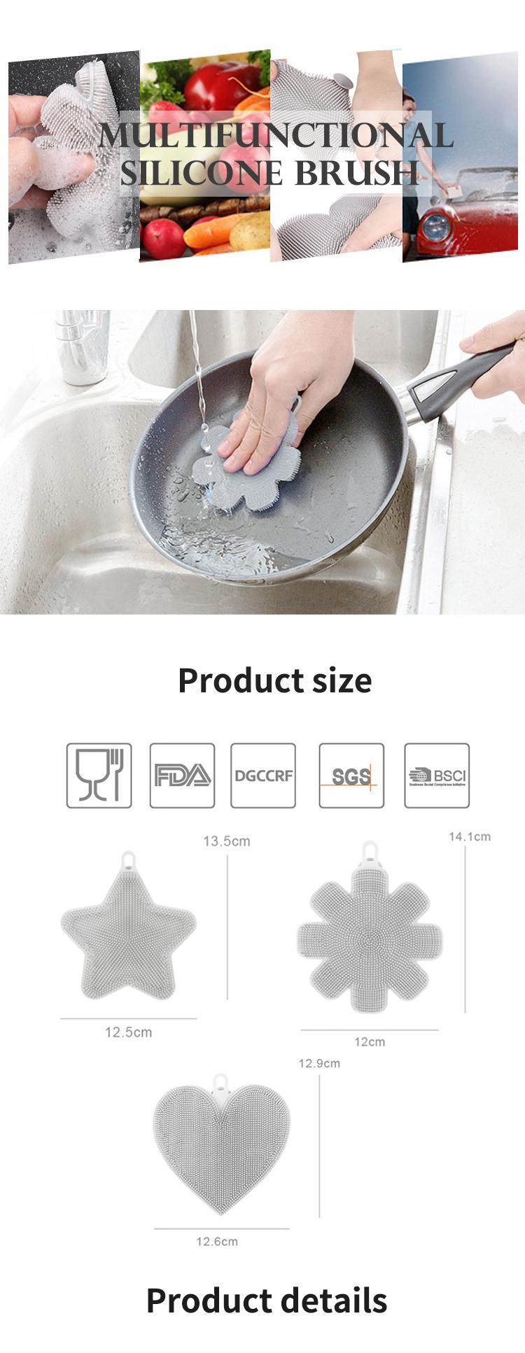 New Product Soft Silicon Sponge Kitchen Cleaner Eco Kitchen Abrasive Cleaning Dish Sponge