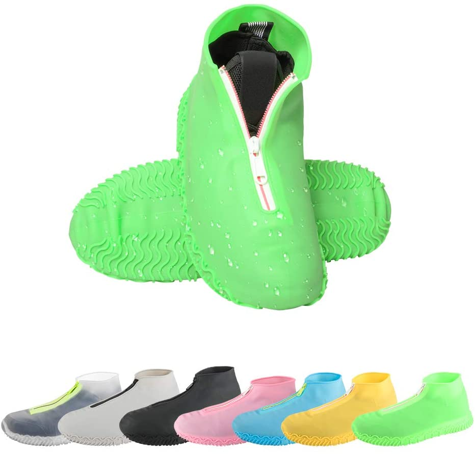 Reusable Easy Put on and Take off Anti Slip Silicone Rain Shoe Protection Cover with Zipper for  Rainy Days