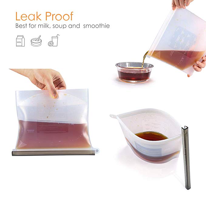 New Brand Factory Direct Food Grade Reusable Silicone Food Storage Bags