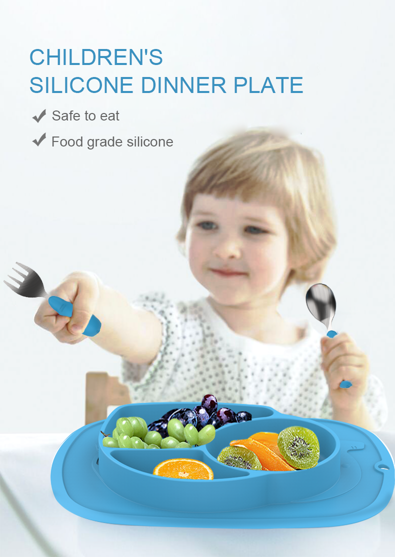 Elepant shape New Design Food Grade BPA Free Silicone Suction Baby Plate for kids