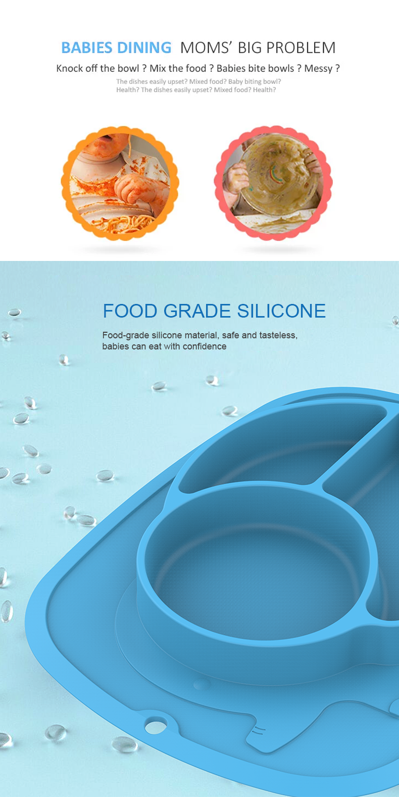 Elepant shape New Design Food Grade BPA Free Silicone Suction Baby Plate for kids