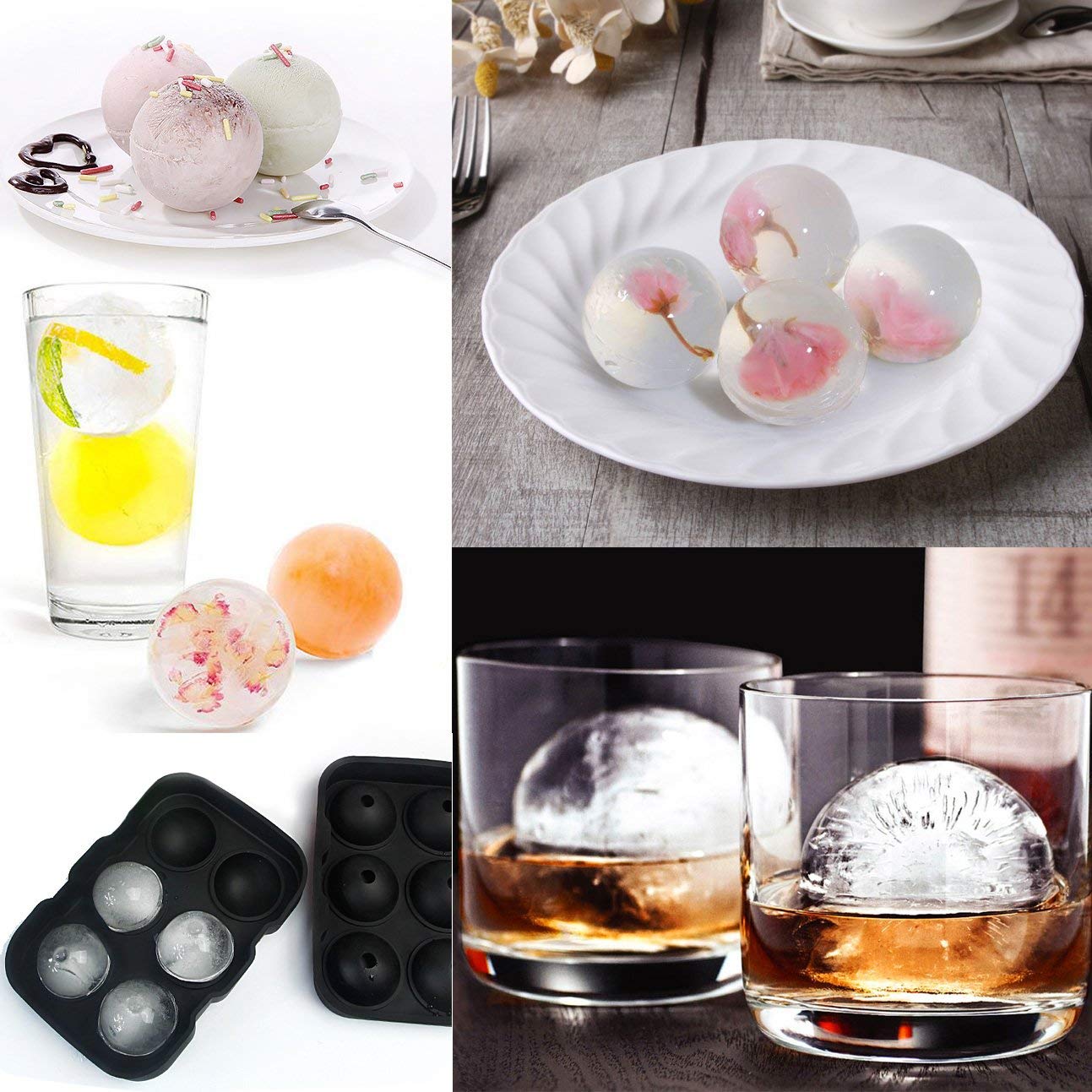 2 Pack wholesale custom round ball Whiskey Beer 6 giant cubes large silicone ice cube tray mold for Kitchen Party Bar