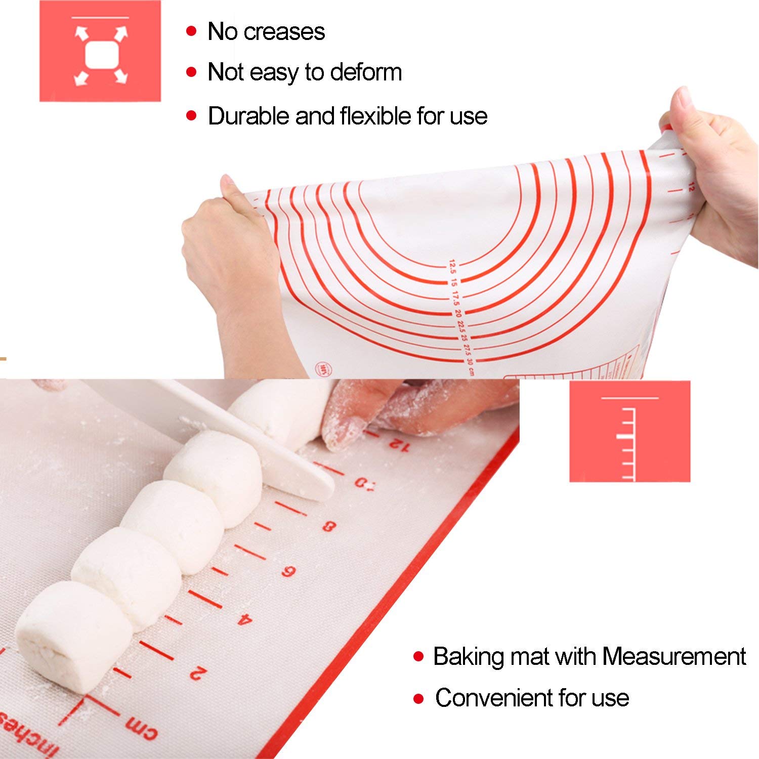 Silicone Baking Pastry Mat Non-slip Stretchable Glass Fiber Baking Liner Pad