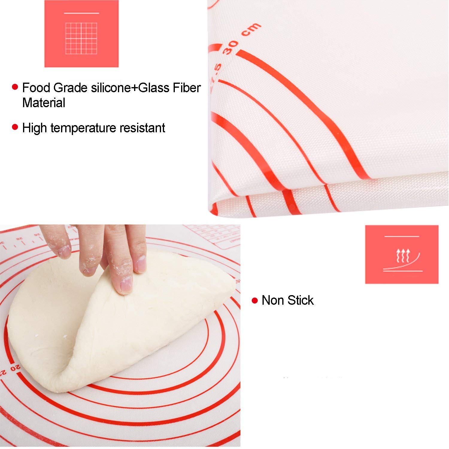 Silicone Baking Pastry Mat Non-slip Stretchable Glass Fiber Baking Liner Pad