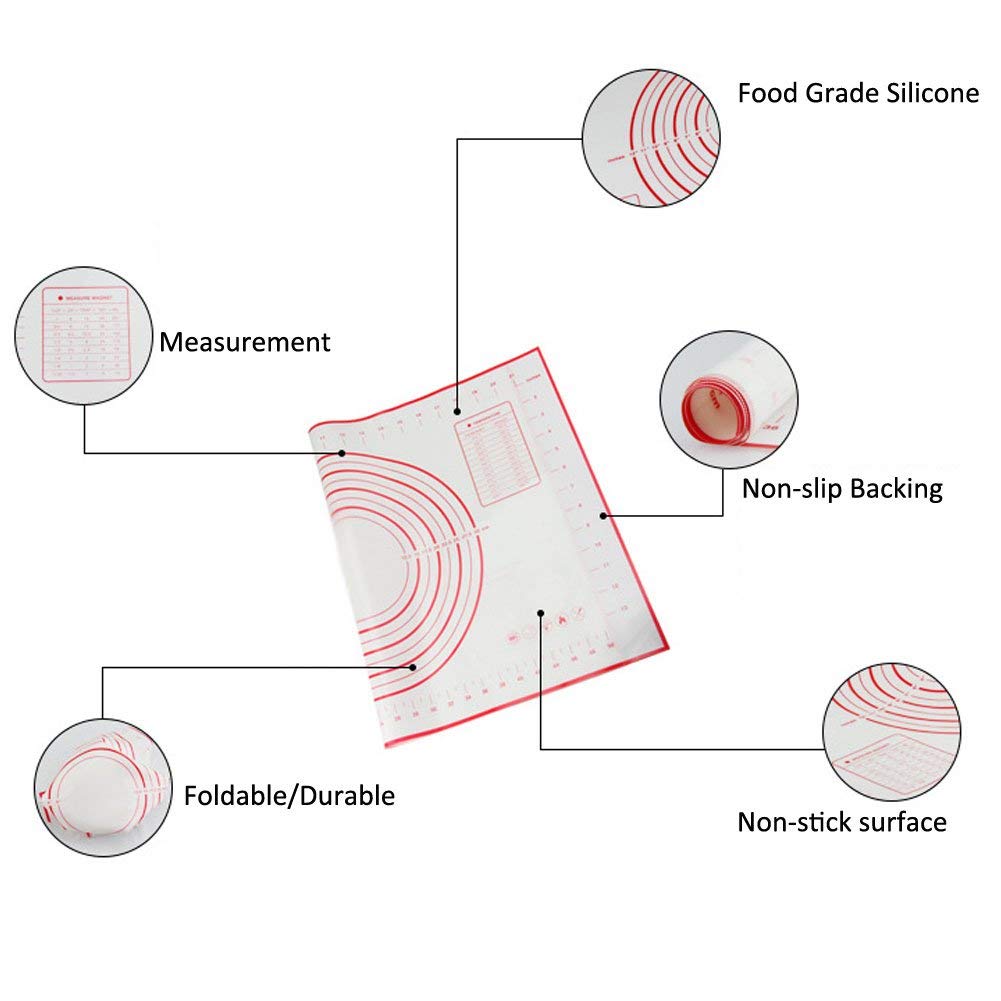 Silicone Baking Pastry Mat Non-slip Stretchable Glass Fiber Baking Liner Pad