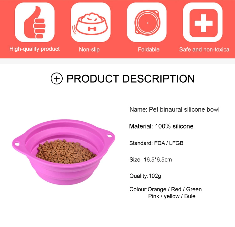 Reusable Dog Bowl Collapsible Portable Pet Feeding Bowl For Dog Cat Animal